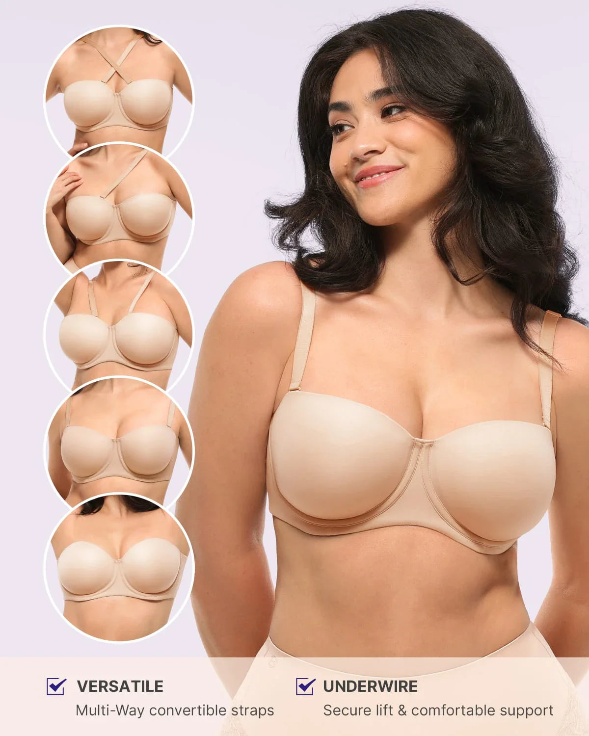 Sujetador push-up convertible sin tirantes AirSlim® de Bare Essentials™