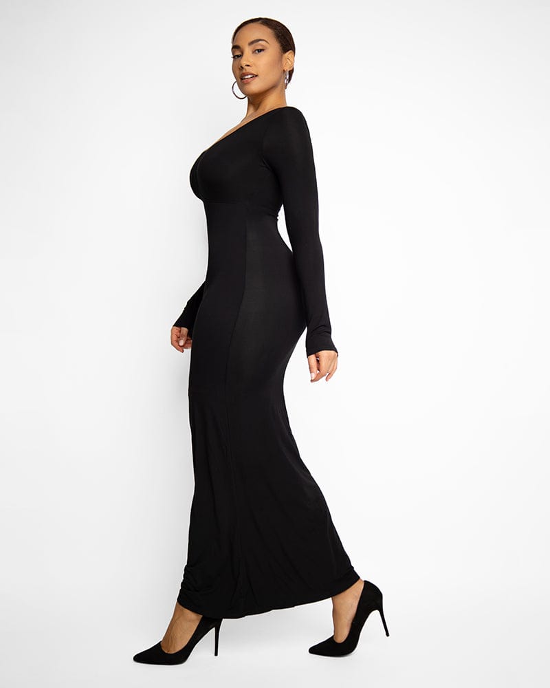 Robe maxi sculptante cintrée